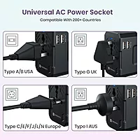 Portronics Juicemate 2 Universal Travel Adapter – Dual USB-A 12W Output | Black