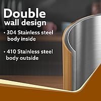 AGARO Insignia Electric Kettle, 1.8L, Double Layered Kettle, 100% Stainless Steel Inner Metallic Gold