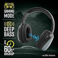 ZEBRONICS Thunder PRO Over Ear Wireless Headphone with Dual Pairing, Gaming Mode, ENC, Bluetooth, Call Function, Aux, Micro SD, Voice Assistant, Deep Bass, Up to 60h Backup