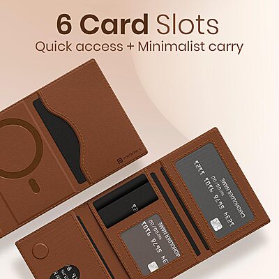 Portronics Wallet X – Magnetic Tri-Fold Wallet, Brown. Stylish and functional, this wallet features a secure magnetic closure, multiple card slots, and a sleek design perfect for everyday use.