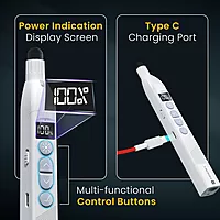 Portronics SlideMate 2 Wireless Presenter – Black. This sleek device features a built-in laser pointer, USB receiver, and ergonomic design, perfect for seamless presentations and easy navigation.