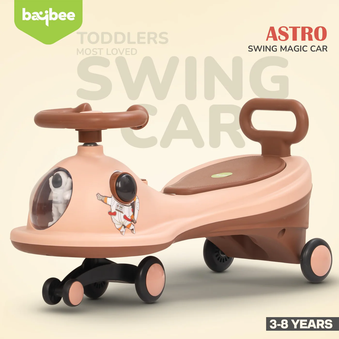 Baybee Astro Baby Swing Car for Kids-Light Orange Baybee Astro Baby Swing Car for Kids-Light Orange