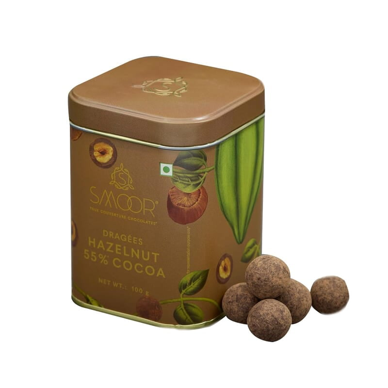 SMOOR Premium Belgian Dark Chocolate Coated Hazelnut Dragees 55% Cocoa Dark Couverture Chocolate Covered Hazelnuts 100g