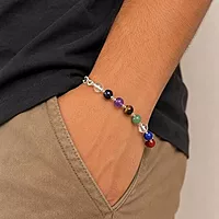 925 Sterling Silver 7 Chakra Bracelet – Natural Chakra Stone Adjustable Bracelet for Men & Women