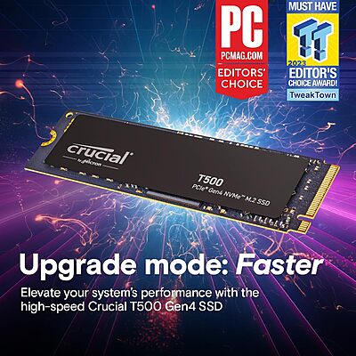 Crucial T500 Pro 1TB NVMe Gen4 SSD with Heatsink – M.2 2280 | Up to 7300MB/s