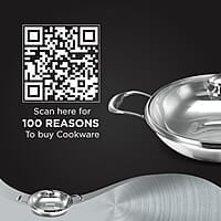 ‎Preethi Metallica Collection Triply Stainless Steel Kadai with Glass Lid, 28 cm, Gas & Induction