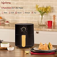 Lifelong 2.5L Air Fryer For Home-800W Small Airfryer Machine To Fry,Bake&Roast With Timer Control-Oil Free Fryer Machine-Electric Air-Fryer With 360°  Black