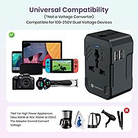 Portronics Juicemate 2 Universal Travel Adapter – Dual USB-A 12W Output | Black