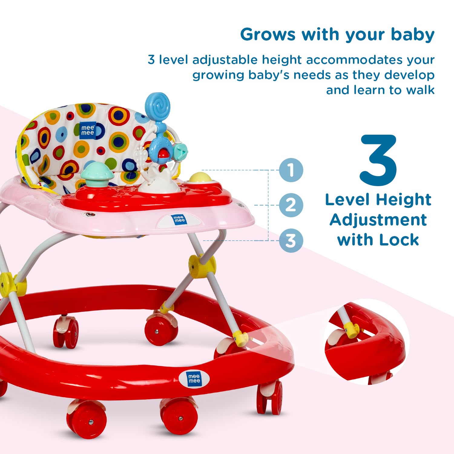 Mee Mee - Baby Walker - Pink/ Red