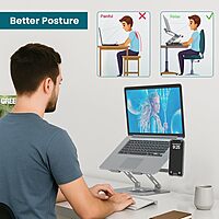 Portronics My Buddy K9 Pro Laptop Stand – Metal Build | 360° Rotatable | Black | 1 Year Warranty