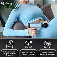 Lifelong Gun Massager Percussion for Full Body Pain Relief 6 Heads LED Touch 30 Speed Levels Premium Bag