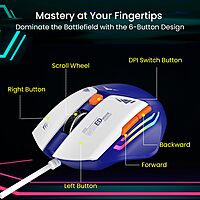 Portronics Vader Gaming Mouse – USB Wired | Blue | 1 Year Warranty