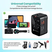 Portronics Juicemate Universal Travel Adapter – 20W PD Type-C & 18W USB-A | Black