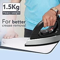 AGARO Regal Heavy Weight Electric Dry Iron, 1000W, Non- Stick Coated Heavy Sole Plate