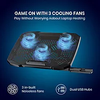 Portronics My Buddy AIR 4 Laptop Stand – Multi-Level | RGB Lighting | Cooling Fan | Black