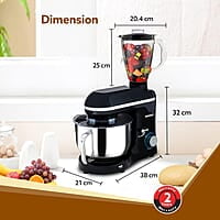 AGARO Imperial Stand Mixer,1400W with 6L SS Bowl, 1.5L Blending Jar,10 Speed With Pulse Function, 100% Copper Motor