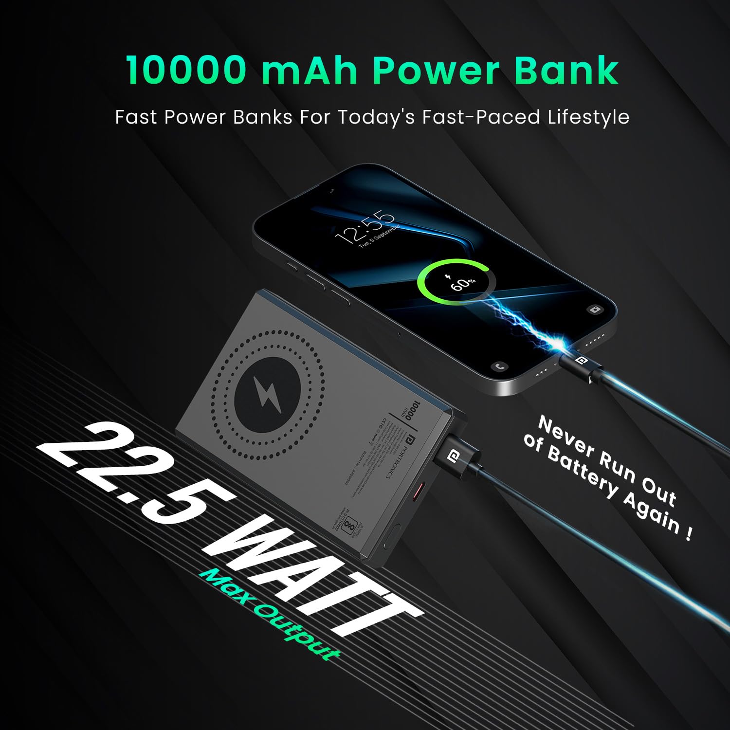 Portronics MagClick 10K – 15W Wireless 10000mAh (Beige) is a sleek power bank that offers fast wireless charging, compact design, and high capacity, perfect for on-the-go charging needs.