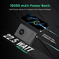 Portronics Luxcell MagClick 10k 10000 mAh 15W Magnetic Wireless Fast Charging Power Bank Premium Finish, 22.5 Wired Output