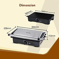 AGARO Galaxy 1000-Watt Sandwich Maker with Non-Stick Grill Plates, 180° Flat Openble Plates