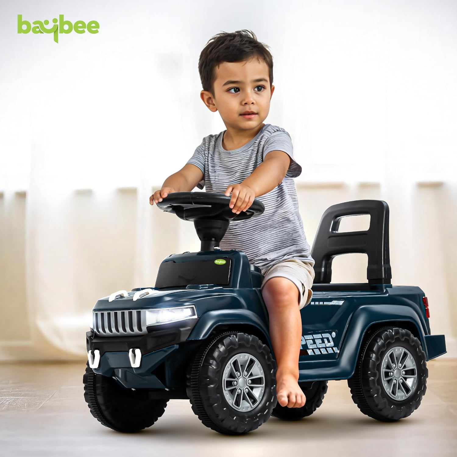 Baybee Push Ride on Baby Jeep for Kids Toys with LED Light & Storage Bin- Navy Blue Baybee Push Ride on Baby Jeep for Kids Toys with LED Light & Storage Bin- Navy Blue