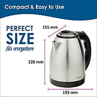 Crompton Insta Delight 1.8L SS Electric Kettle with Auto shut-off  Dry Boil Protection 1500 W