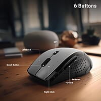 ZEBRONICS Speedy, 2.4GHz, Wireless Mouse, 6 Buttons, 800/1200/1600 DPI, High Precision, Comfortable & Ergonomic Design, Power Saving Mode, Works on Most Surfaces