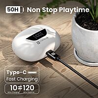 Portronics Twins 28 ANC – TWS Earbuds, 50H Playtime, White. Experience immersive sound with active noise cancellation, long battery life, and a sleek design for ultimate comfort and style.