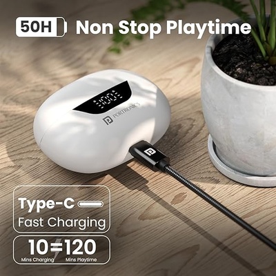 Portronics Harmonics Twins 28 ANC TWS in Ear Earbuds with Smart Touch Control, 50 Hours Playback, Quad Mic ENC, Low Latency, 13mm Dynamic Driver, IPX 5 Water Resistant, Fast Type C Charging Portronics Harmonics Twins 28 ANC TWS in Ear Earbuds with Smart Touch Control, 50 Hours Playback, Quad Mic ENC, Low Latency, 13mm Dynamic Driver, IPX 5 Water Resistant, Fast Type C Charging