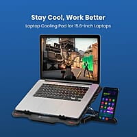Portronics My Buddy Air 3 Laptop Cooling Pad with 5 Cooling Fans, Multi-Level Height Adjustable, Mobile Holder