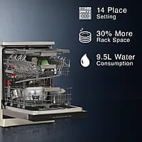 Whirlpool 14 Place Settings PowerClean Pro Technology Dishwasher (WFO 3O33 PL N X IN, Inox, 30% extra space, 11 wash Programs, Clean and Dry