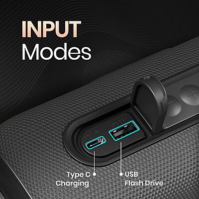 Portronics 2392 Resonate BT Speaker – 14W  Bluetooth v5.3  LED Sunset Projection  TWS  USB  Black