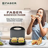 Faber 750W Sandwich Grill Toaster Grill, Toast & Heat 2 Slice Slots