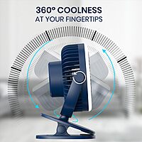 Portronics ClipCool Clip-On Fan – Features an LED ring for stylish illumination, compact design for easy attachment, and powerful airflow. Perfect for personal cooling at home or office.