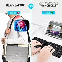 Portronics Chicklet Foldable Bluetooth Keyboard – Black is a portable, sleek keyboard with responsive keys and easy Bluetooth connectivity.