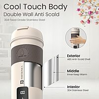 Portronics ThermoSip – 400ml Thermal Water Bottle |  Steam Release Vent | Digital Display | White