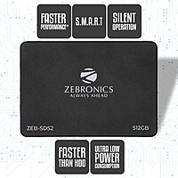 Zebronics Zeb-SD52 SSD 512GB offers high-speed performance with quick boot times and fast data transfer. Ideal for gamers and professionals seeking reliability and efficiency in storage.