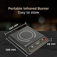 Faber Zion 1600W Induction Stove 5 Auto-Cook Functions, Auto Pan Detection, Preset Timer, Overheat Protection