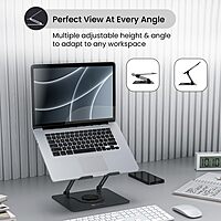 Portronics K11 Laptop Stand – Black, Metal & 360° Adjustable