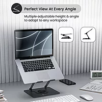 Portronics K11 Laptop Stand – Black, Metal & 360° Adjustable