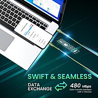 Portronics Konnect X – 240W Type-C Cable, 1M Green, fast charging, durable design, high-speed data transfer, compatible with various devices, perfect for home and office use, tangle-free.