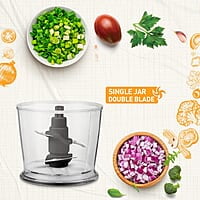 KENT Electric Chopper-B for Kitchen 250 Watt | Chop, Mince, Puree, Whisk, 400 ml Capacity | Stainless Steel Double Chopping Blades | Transparent Chopping Bowl | Anti-Skid | One Touch Operation | Black