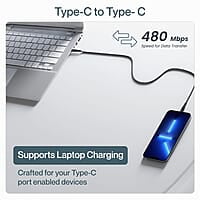 Ambrane 100W Type-C To Type-C Fast Charging Cable Compatible With iPhone 15,Samsung,Oneplus,Google Pixel,Laptop,Macbook&Type C Devices,480Mbps Data Sync,Braided Cable,1.5M Length(Abcc-100