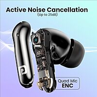 Portronics Twins 28 ANC – TWS Earbuds, 50H Playtime, Black, Active Noise Cancellation, Bluetooth 5.0, Touch Control, IPX4 Water Resistant, Deep Bass, Comfortable Fit, Perfect for Music Lovers.
