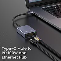 Portronics Mport 30M – USB-C to Ethernet Hub with High-Speed Internet, Multiple USB Ports & Compact Design