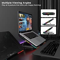 Portronics My Buddy Air Cooling Pad Laptop Stand with 6 Cooling Fans, RGB Lights, 7 Adjustable Heights, Mobile Stand