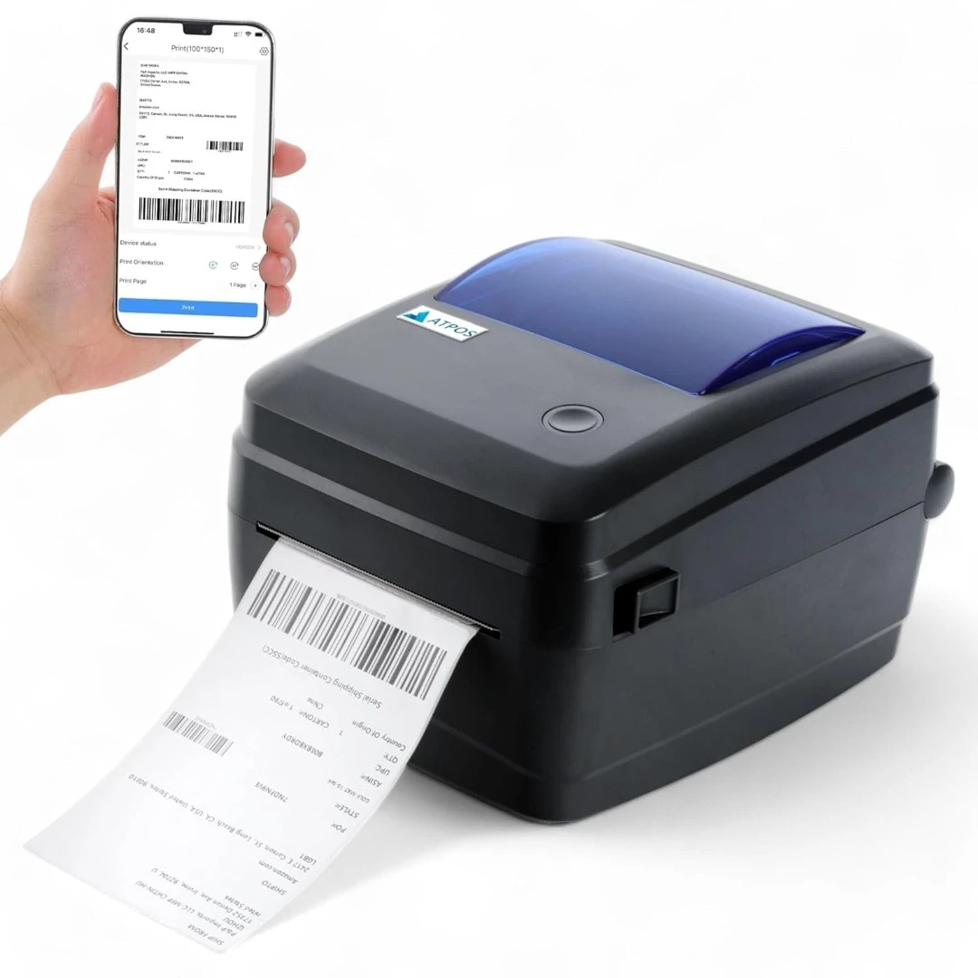 Atpos HQ450L 4 Inch (108mm) Thermal Barcode Shipping Label Sticker Printer | USB+Bluetooth Interface