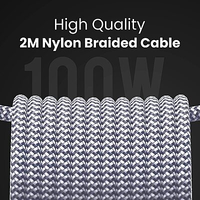 Portronics USB Type-C Braided Cable for Mobile & Laptop – Black. Durable, fast charging, and data transfer. Compatible with various devices. Ideal for everyday use. Length: 1 meter.