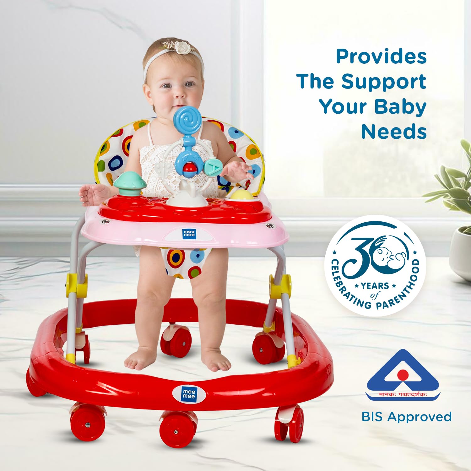 Mee Mee - Baby Walker - Pink/ Red