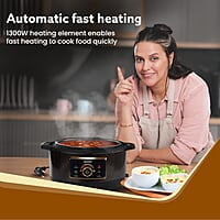 AGARO Royal Electric Pressure Cooker, 3 Liter Stainless Steel Inner Pot, 5 Preset Menu, Automatic Cooking