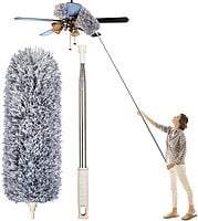 Microfiber Feather Duster Bendable & Extendable Fan Cleaning Duster with 100 inches Expandable